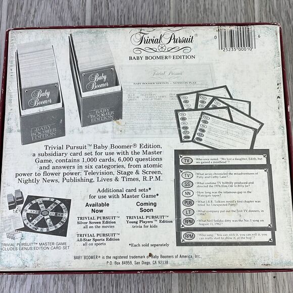 Trivial Pursuit Baby Boomer Subsidiary Card Set. Vintage 1983 - Picture 8 of 8